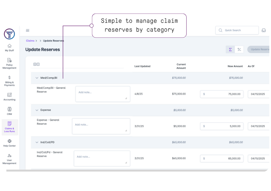 Claims - Reserve Worksheets